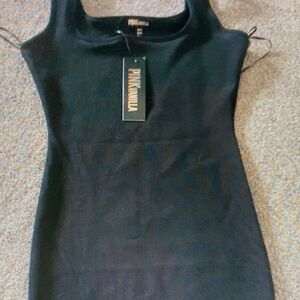 PinkVanilla Black Ribbed Scoop Neck Tank